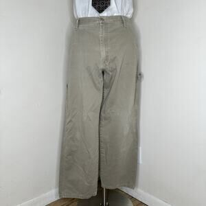 Wrangler Mens 38x30 Carpenter Jeans Khaki Straight Flat Work Pants Trousers